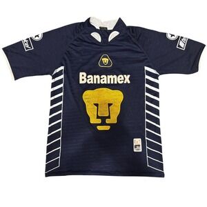 Drako Pumas UNAM Soccer Jersey Navy Blue Yellow Banamex VTG 2000 Mens One Size‎